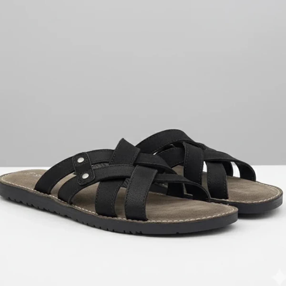 Leather Criss-Cross Sandal Black
